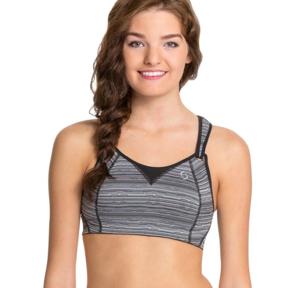 CLEARANCE 3 for $15 Moving Comfort Black Grey High Neck Adjustable Sports Bra 32